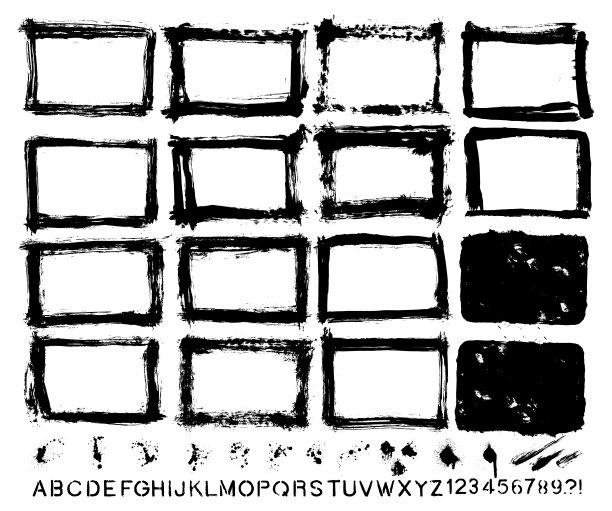 矢量手绘纹理边界和油漆喷溅集:艺术家自己的收藏图片下载
