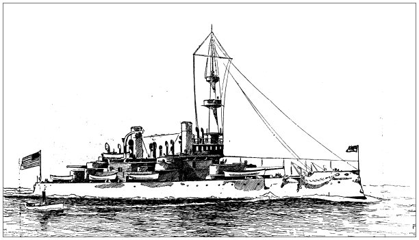 古董图片:美国海军舰艇，“印第安纳”号图片下载