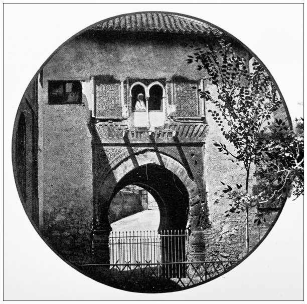 西班牙古色古香的旅游照片:阿尔罕布拉宫酒门图片下载