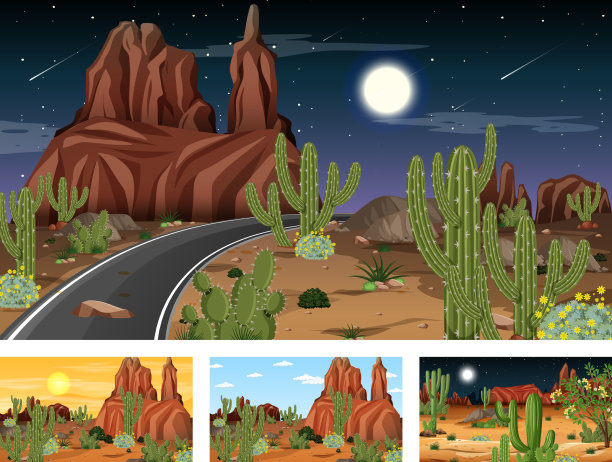 不同的沙漠森林，动物和图片下载