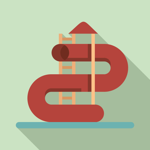 度假水公园水管图标平面风格图片下载