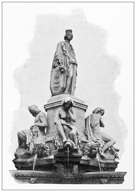 法国的古董旅行照片:尼姆喷泉图片下载