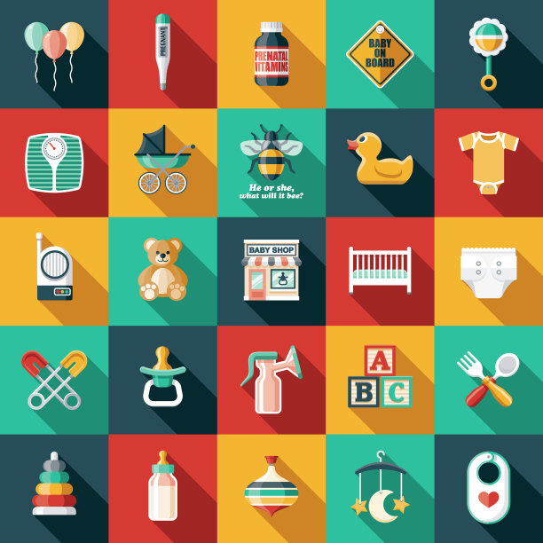 婴儿商店图标集图片下载