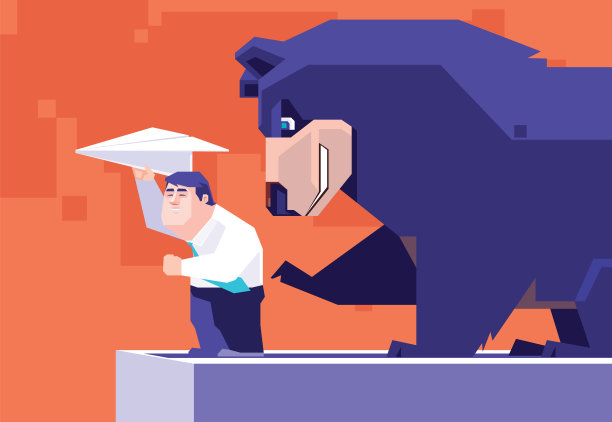 熊把商人推到悬崖上图片下载