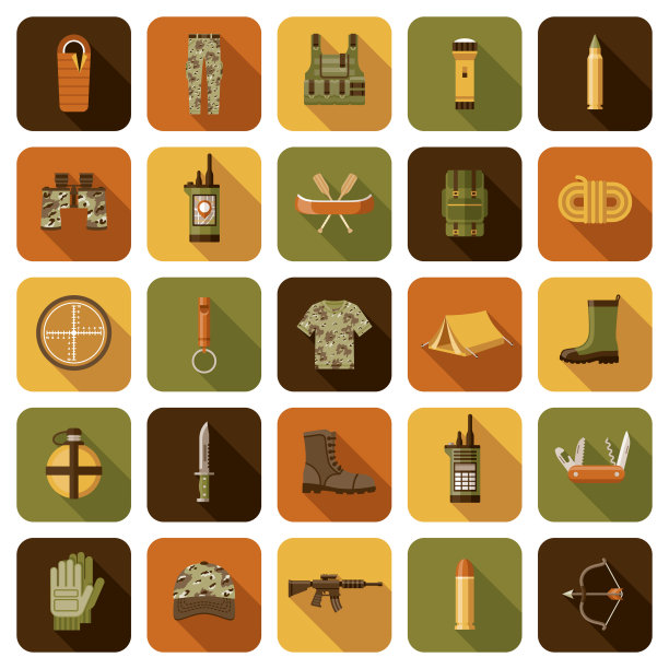 狩猎和钓鱼图标设置图片下载