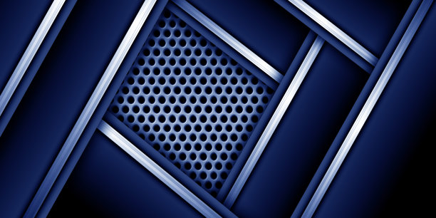 深色的企业金属背景与光泽的装饰线和圆形网格设计。图片下载