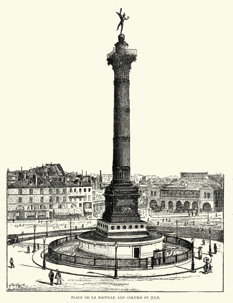 19世纪法国巴黎巴士底广场和7月柱图片下载