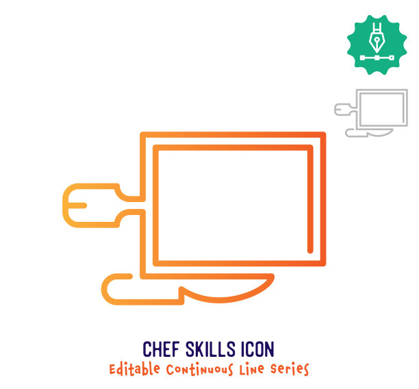 厨师技能连续线可编辑图标图片下载