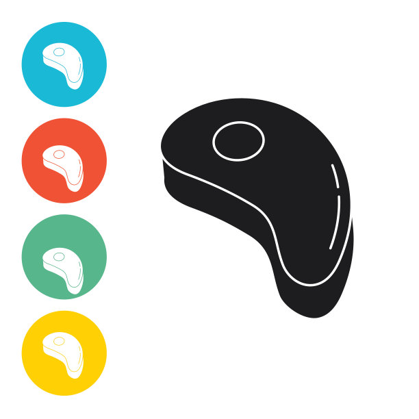 圆形基地上的牛排烧烤图标图片下载