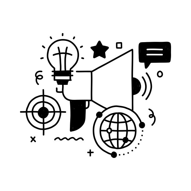 营销相关矢量概念插图。业务，产品，联系，战略，目标受众。图片下载