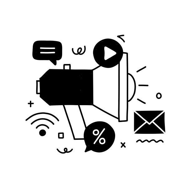 数字营销相关设计与线图标。品牌，营销，内容，搜索引擎优化，互联网。图片下载