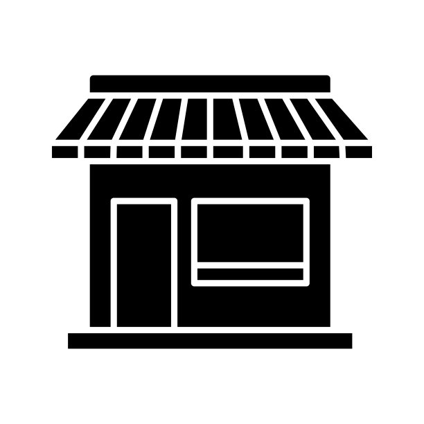 Kiosk黑线和填充矢量图标图片下载