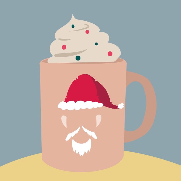 热巧克力和圣诞老人杯。图片下载