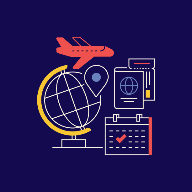 与线路图标相关的行程规划设计。旅行，时间表，旅行目的地，游客。图片下载