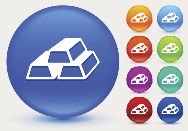 金色条图标在闪亮的颜色圆形按钮图片下载