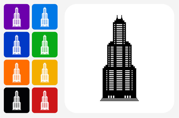 摩天大楼图标广场按钮设置图片下载