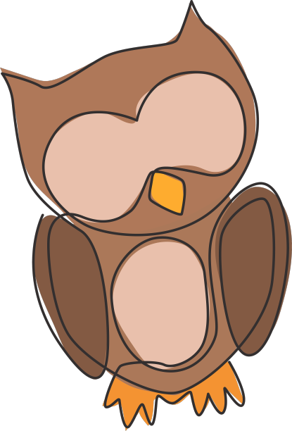 一个连续的线条画可爱的猫头鹰鸟图片下载