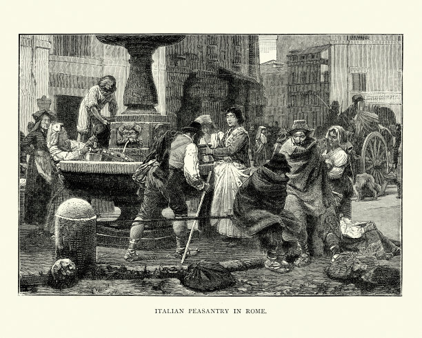 意大利农民，罗马，从喷泉取水，19世纪图片下载
