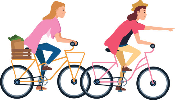 年轻人骑自行车卡通图片下载