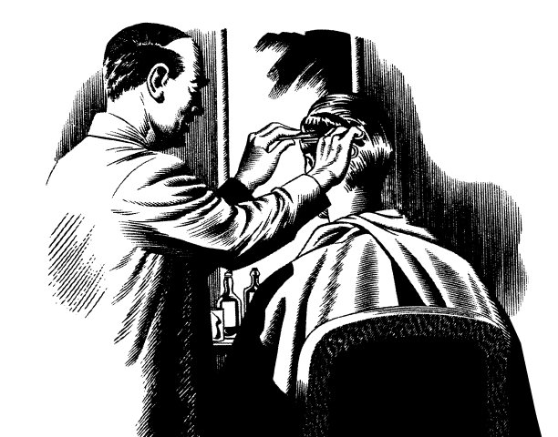 理发师给剪头发图片下载