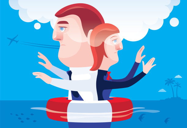 一对商业夫妇在雾中迷失了方向图片下载