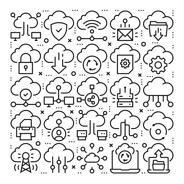 云服务器线路图标模式设计图片下载