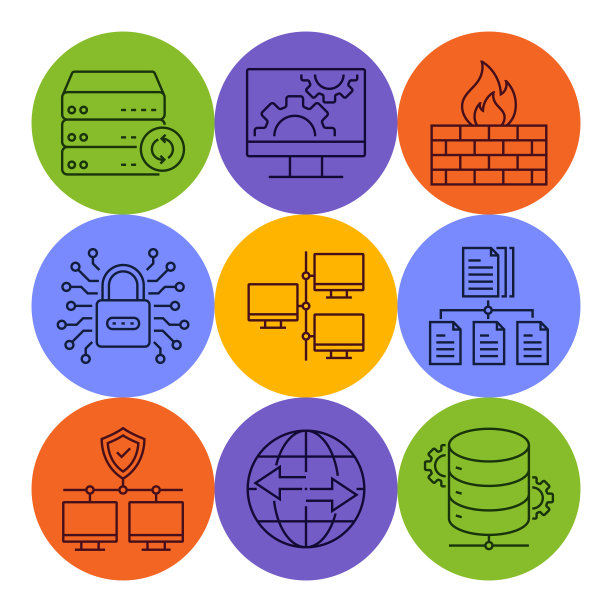 网络技术线路图标集图片下载