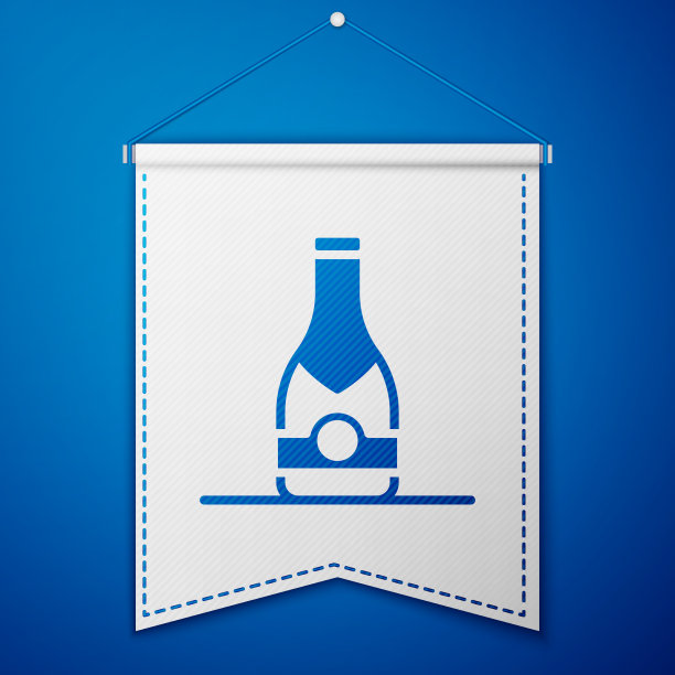 蓝色香槟瓶图标孤立在蓝色上图片下载