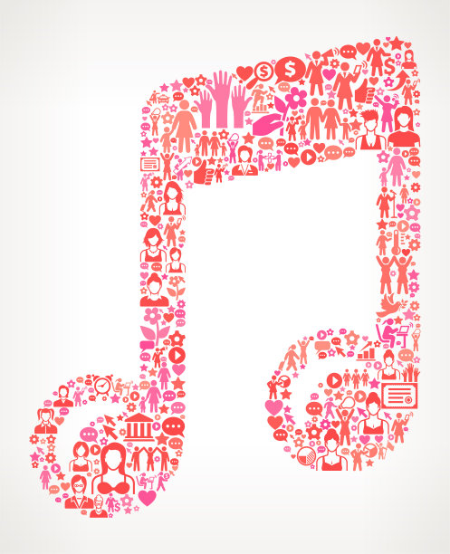 音乐女性权利和女孩权力图标模式图片下载