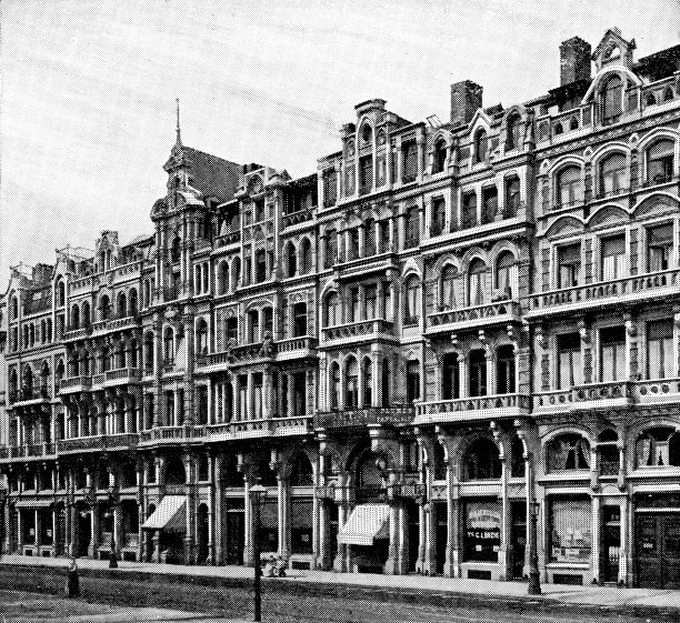 位于比利时布鲁塞尔大广场的行会会馆——19世纪图片下载