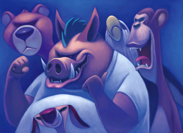 野猪和朋友们聚在一起图片下载