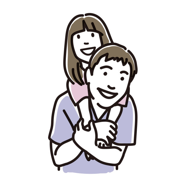 父亲抱着女儿，矢量插图图片下载