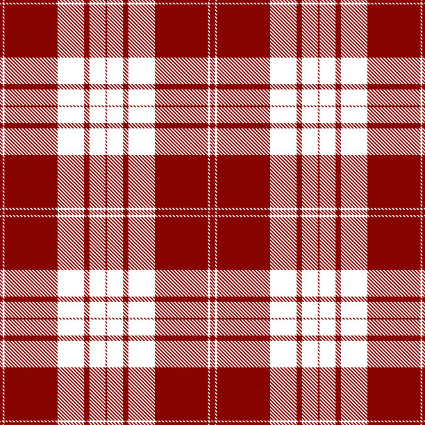 红色和白色苏格兰格子花格纺织图案图片下载