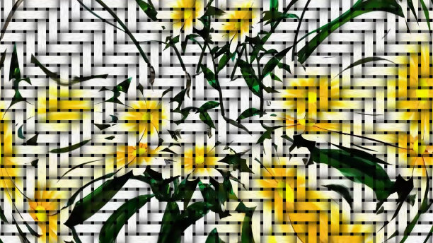 植物网格艺术白花数字渲染图片下载