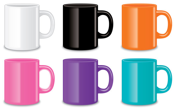 六个闪亮的咖啡杯图片下载