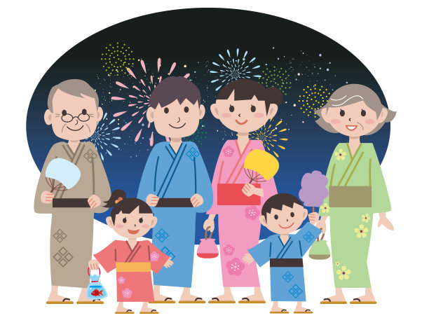 夏季节日家庭烟花表演图片下载