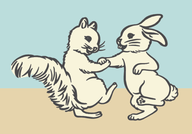 顽皮的松鼠和兔子图片下载