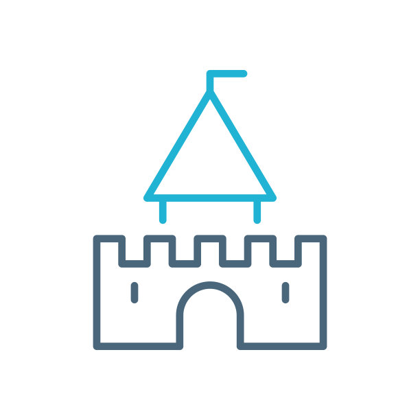 城堡的吸引力。旅行目的地-线路图标。向量股票插图图片下载