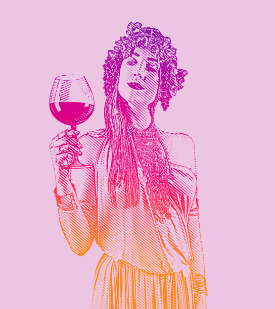 酒女神喝着酒杯里的酒图片下载