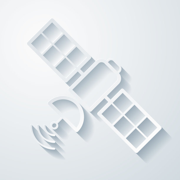 卫星。空白背景上剪纸效果的图标图片下载