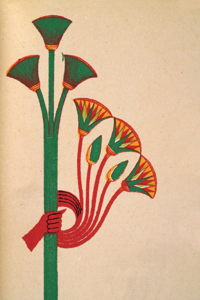 古埃及艺术代表纸莎草植物和莲花图片下载