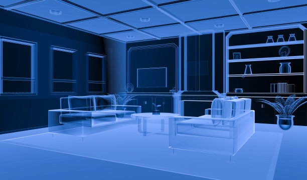 客厅内部用蓝色扫描图片下载