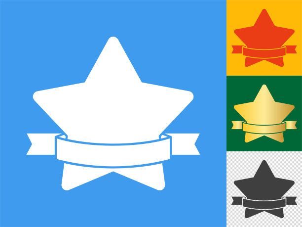 一套带丝带的星星图标图片下载