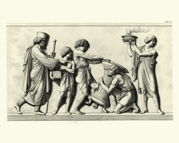 巴戈法内斯，巴比伦指挥官，指导古代巴比伦的男人和男孩图片下载