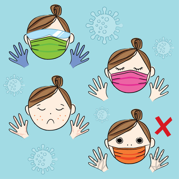 女孩戴着口罩预防新冠病毒感染图片下载