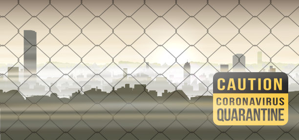 概念城市因冠状病毒隔离而关闭。图片下载