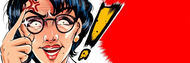 美国漫画风格的彩色插图，一个怪物的父母教育妈妈与眼镜谁突然从它。图片下载