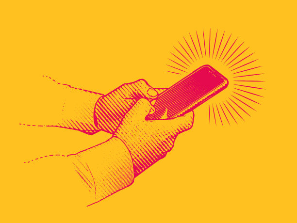 矢量插图的手发短信的智能手机图片下载