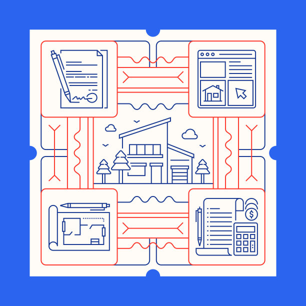 房地产线图标集和横幅设计图片下载