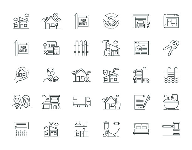 房地产细线系列图标集图片下载